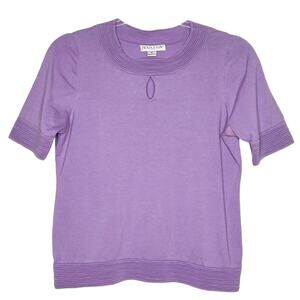 PENDLETON Jackie Keyhole Sweater Short Sleeve Crew Neck Silk Blend Purple Sz SP